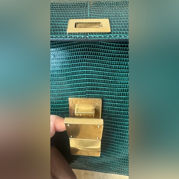 CELINE CLASSIC BOX BAG DARK GREEN LIZARD LEATHER WITH BOX AND DUSTBAG - Picture 5 of 16